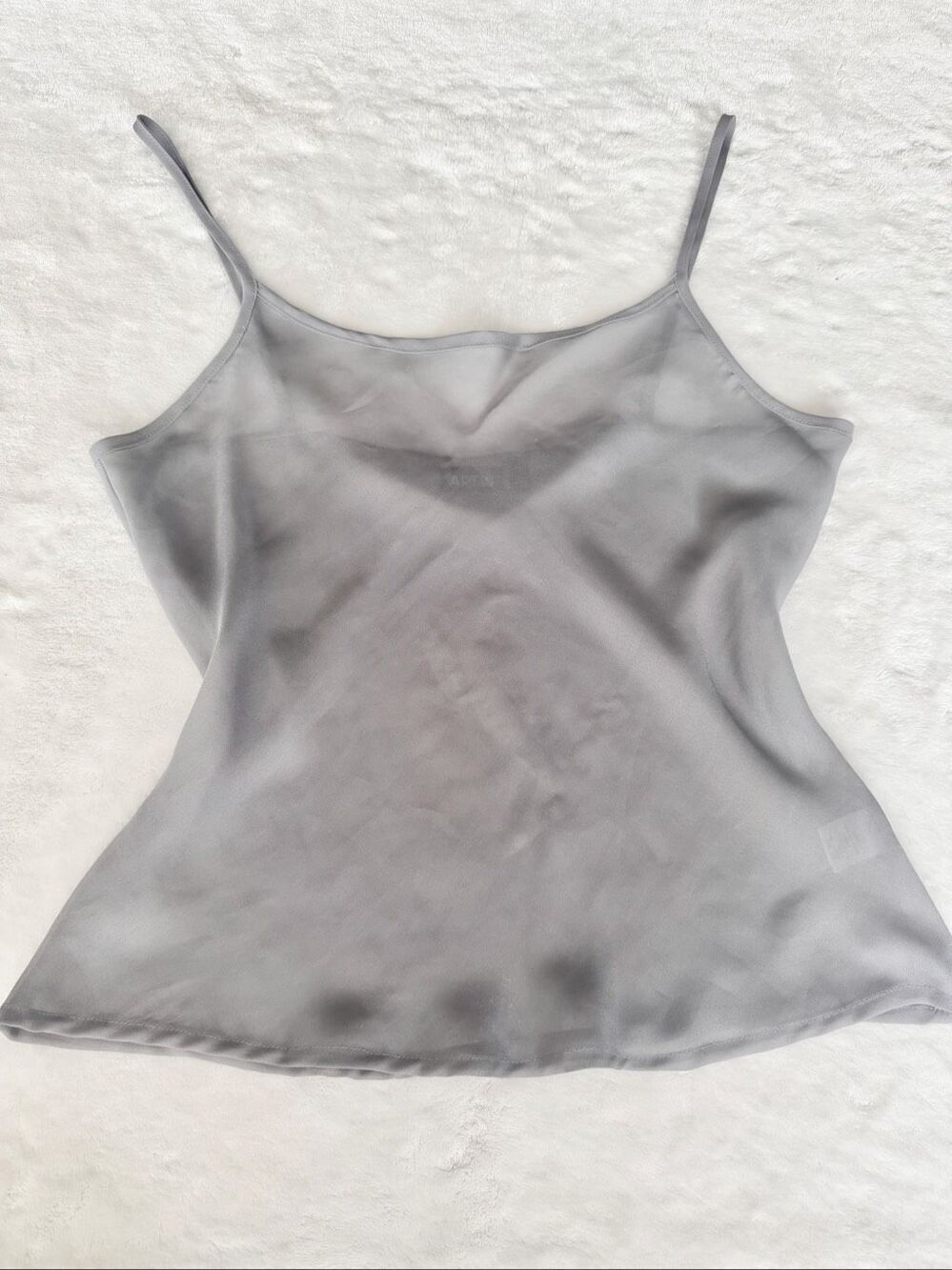 Vintage Y2K Apt. 9 Gray Chiffon Cami Tank Top L 90s 2000s Layering Blouse